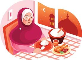 Enjoy Iftar Meal in Ramadan vector