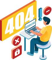 Isometric Error Internet Network Illustration vector