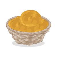 Rustic Bread in Basket vector