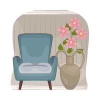 Beautiful Vase Near the Chair vector
