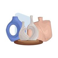 three unique flower vases vector