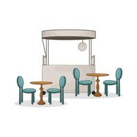 market stall with a few chairs vector