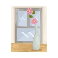 Sunny Window with Vase vector