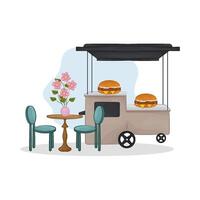 burger stall illustration vector