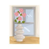 Window View with Vase vector