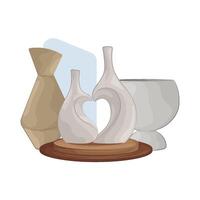 Three Beautiful Flower Vases vector