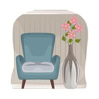 Stylish Vase by Armchair vector