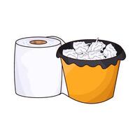 tissue roll with trash can vector