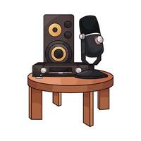 Table with Speakers and Mic vector