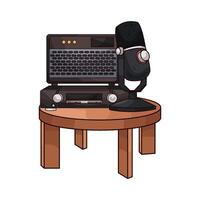 Black Speaker and microphone on Table vector