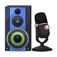 Speaker Stands Beside Recording Microphone vector
