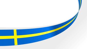wavy sweden flag ribbon background with copy space for text vector