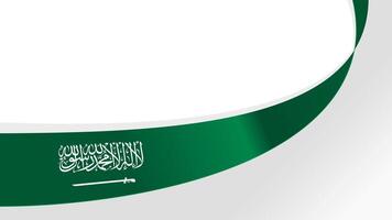 Curved ribbon with fllag of Saudi Arabia on white background with copyspace, suitable for national day vector