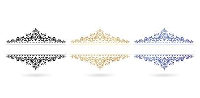 set of ornate frames for design template. Elegant element for design in Eastern style, place for text, Floral blue border. Lace illustration invitations and greeting cards, stationery design materials vector