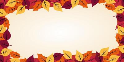 autumn background with copy space area, design with orange leaf pattern. template for banner, greeting card, flyer, social media, presentation, web. vector