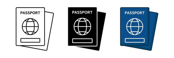 set of passport icons, symbols of international passport documents. modern design isolated on white background vector