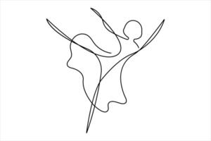 Continuous one line drawing of young dancer design outline illustration vector