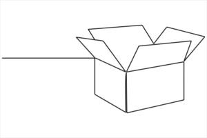 Carton box continuous one line drawing concept vector