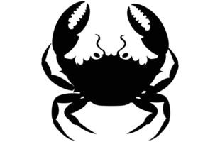Black crab silhouette isolated on white background, Crab icon illustration design. vector