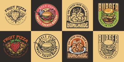 set of food vintage labels and elements for design vector