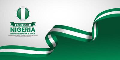 Nigeria Independence Day Celebration ribbon flag background. Template for Poster, Banner, Advertising, Greeting Card or Print Design Element vector