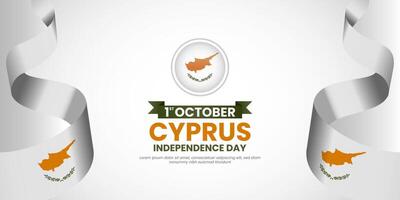 Cyprus Independence Day banner background with waving ribbon flag illustration design vector