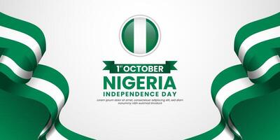 Nigeria Independence Day 1st October background with waving ribbon flag. Template for Poster, Banner, Advertising, Greeting Card or Print Design Element vector