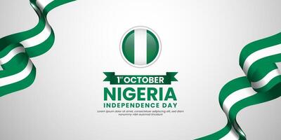 Nigeria Independence Day 1st October background with waving ribbon flag. Template for Poster, Banner, Advertising, Greeting Card or Print Design Element vector
