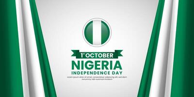 Nigeria independence day banner background design template with waving flag vector