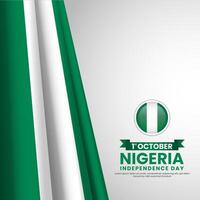 Nigeria independence day Waving flag on white background. Template for Banner, greeting card, feed vector