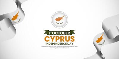 Cyprus Independence Day banner background with waving ribbon flag illustration design vector