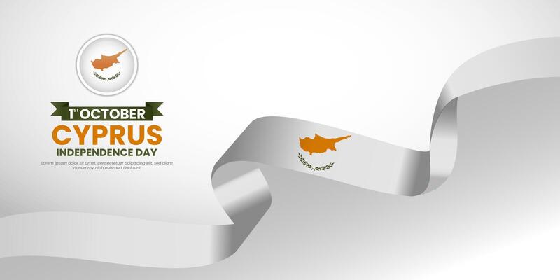 Cyprus Independence Day banner background with waving ribbon flag illustration design
