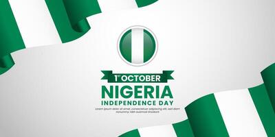 Nigeria independence day banner background design template with waving flag vector