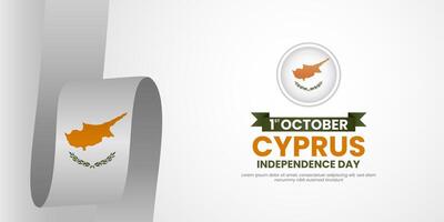 Cyprus independence day with ribbon flag. National flag background design. vector