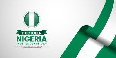 Nigeria independence day banner background design template with waving flag vector