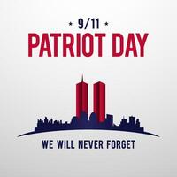 911 Patriot Day event background, New York skyline. 2 red stripes in form of twin towers. Design template for background, banner, card. vector