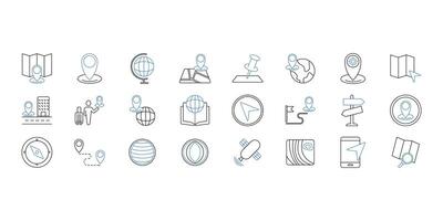 Map icons set. Set of editable stroke icons.Set of Map vector
