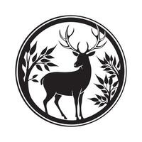 Elegant Deer Silhouette Art Illustration. vector