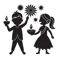 Diwali Silhouettes and Graphics for Festivals. vector