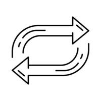 Double reverse arrow, replace icon, exchange linear sign on white background - editable stroke. vector
