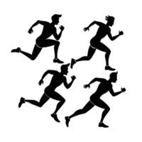 Sprinting man silhouette. Sprint, fast run. Runner starts running vector
