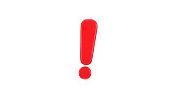 3d exclamation point warning or danger risk message alert problem sign animation video