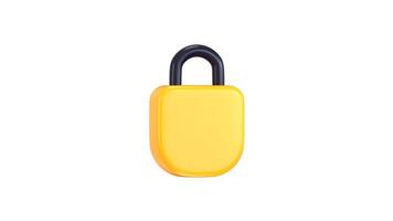Padlock lock 3d animation concept of security safety 3d icon animation video