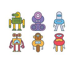 humanoid robot character icons set vector