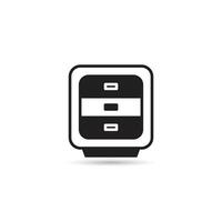 A black and white icon of a computer vector