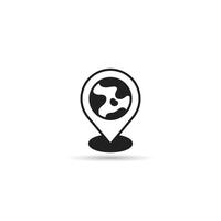 map pin and globe icon on white background vector
