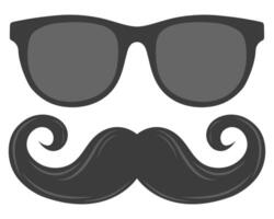 Sunglasses with mustache hipster style flat icon design isolated on white background. vector