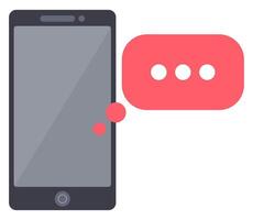 Smartphone with messages bubbles icon isolated on white background. vector