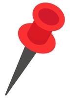 Red push office pin flat icon isolated on white background. vector