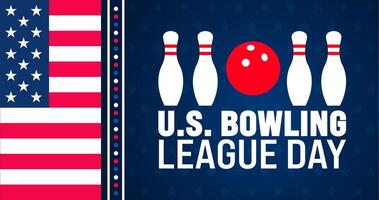 US Bowling League Day background or banner design template. Holiday concept. Template for background, banner, card, poster, placard, design template with unique shapes with standard color. vector